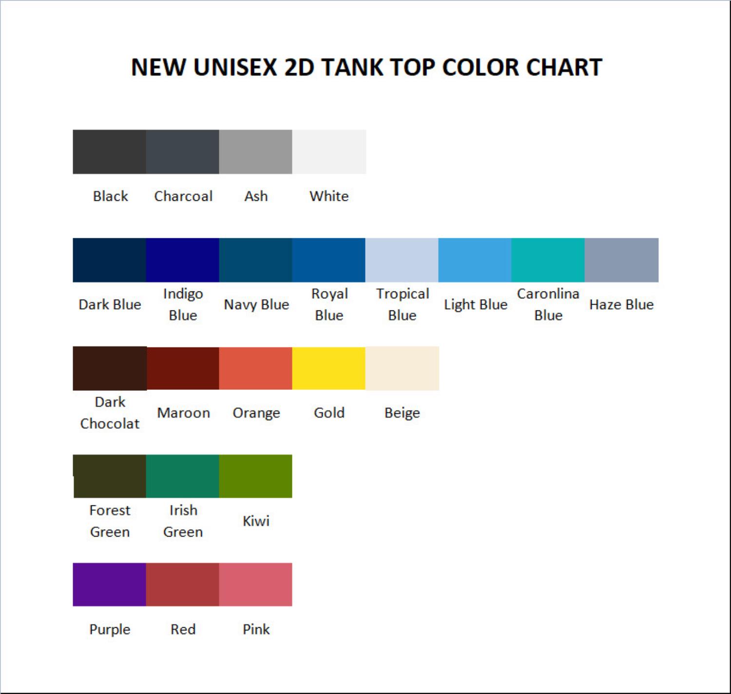 tank top color chart - Madoka Magica Merch